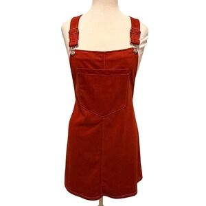 AUW Jumper Overall Dress Size XL Rust Faux Suede Adjustable Bib Straps Academia